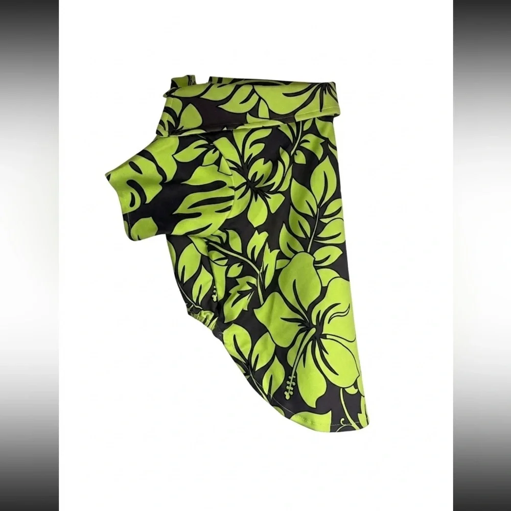 Private Island Green and Black Tropical Dog Shirt size L